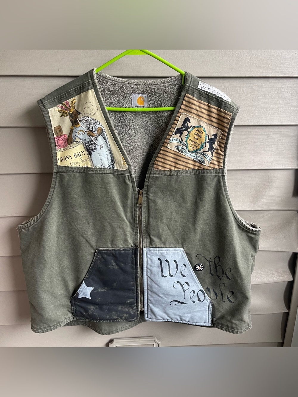 Carhartt Vest Mens 3XL Khaki Canvas Work Outdoor Sherpa Lined Full Zip V26 ARG